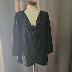 Zac & Rachel Black and Gold Textured Top